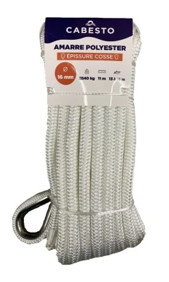 AMARRAGE SOUPLE AVEC ÉPISSURE ET COSSE INOX RENFORCÉE BLANC - CABESTO
