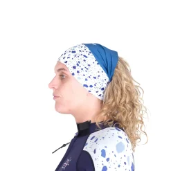 Bandeau / Cache cou déperlant et polaire bleu/blanc Mellow Sea ANFIBI