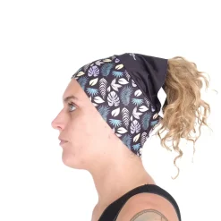 Bandeau / Cache-cou déperlant et polaire noir/floral Mellow Sea ANFIBI
