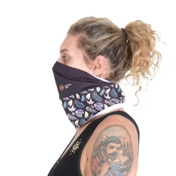 Bandeau / Cache-cou déperlant et polaire noir/floral Mellow Sea ANFIBI