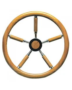 Barre à roue avec cercle en teck. branches recouvertes en teck - Osculati