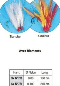 BAS DE LIGNE FLASHMER GROSSE PÊCHE 7/0 BLANC