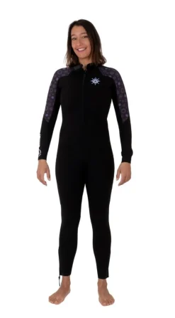 Combinaison de longe-côte double zip 3/2 mm femme Noir/Astral Sun ANFIBI by MELLOW SEA
