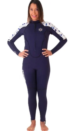 Combinaison de longe-côte double zip 3/2 mm femme bleu marine ANFIBI by MELLOW SEA
