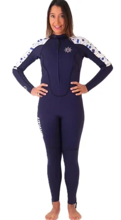 Combinaison de longe-côte double zip 3/2 mm femme bleu marine ANFIBI by MELLOW SEA