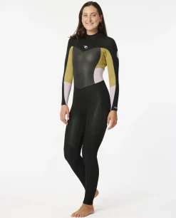 Combinaison de surf femme OMEGA 4/3 mm back zip khaki RIP CURL
