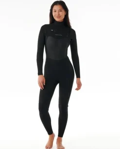 COMBINAISON DE SURF FEMME DAWN PATROL 3/2 MM ZIP POITRINE BLACK RIP CURL