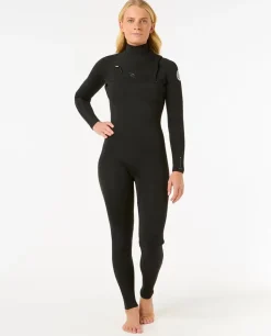 Combinaison de surf femme DAWN PATROL WARMTH 3/2 mm zip poitrine noir RIP CURL