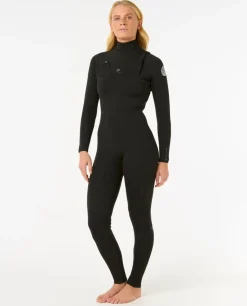 Combinaison de surf femme DAWN PATROL WARMTH 3/2 mm zip poitrine noir RIP CURL