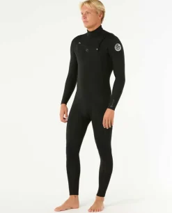 Combinaison de surf homme DAWN PATROL warmth 4/3 mm zip poitrine noir RIP CURL