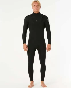 Combinaison de surf homme DAWN PATROL warmth 4/3 mm zip poitrine noir RIP CURL