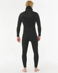 Combinaison de surf homme DAWN PATROL WARMTH 5/4 mm zip poitrine avec cagoule noir RIP CURL
