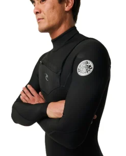 Combinaison de surf homme DAWN PATROL WARMTH 3/2 mm zip poitrine noir RIP CURL