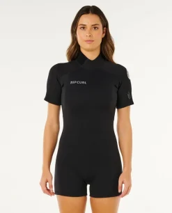 Combinaison de surf shorty femme TRAD 2/2 mm zip dorsal noir RIP CURL