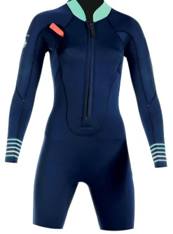 Combinaison longe côte shorty femme OPTIMIZER 2.2 mm navy/seagreen OCEAN STEP