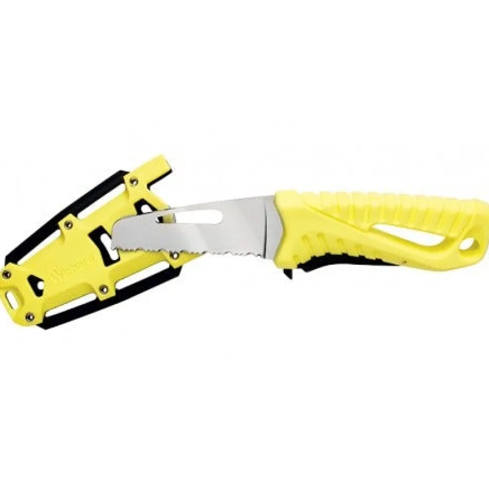 COUTEAU SAUVETAGE OFFSHORE RESCUE LAME FIXE FLUO - WICHARD