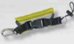 Dragonne de plongée spirale extensible avec bloqueur + câble armé jaune AQUATYS