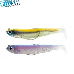 Kit Leurre Souple Armé Black Minnow 90 +Tête Plombée SHORE FIIISH