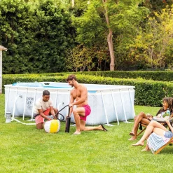 KIT PISCINE CHEVRON RECT TUBULAIRE L x l x h : 4.00 x 2.00 x 1.00 m INTEX