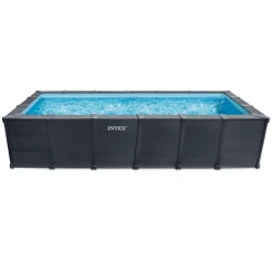 KIT PISCINE GRAPHITE RECT TUBULAIRE (L)6.00 x (l)3.00 x (h)1.24m INTEX