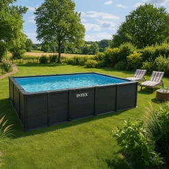 KIT PISCINE GRAPHITE RECT TUBULAIRE (L)6.00 x (l)3.00 x (h)1.24m INTEX