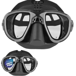 Masque de chasse sous-marine MARTIAN Anti buée noir avec support caméra C4