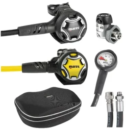 Pack détendeur de plongée DUAL 15X + Octopus + Manomètre + Flexible + Sacoche MARES