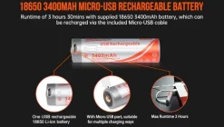 Pack lampe rechargeable D530V 1200 lumens ORCATORCH + Fixation 