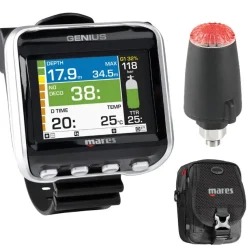 Pack ordinateur de plongée GENIUS MARES + Transmetteur LED TANK MARES & sacoche DIVER MARES