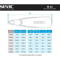 Palmes de chasse sous-marine et d'apnée W-22 Noir SEAC SUB