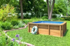 PISCINE BOIS PISTOCHE 2x2M avec Couverture de sécurité. filtration incluse et réglable sur 2 hauteurs d'eau