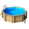 PISCINE BOIS TROPIC 505- 5.05xHt120 - Octogonale. Pin certifié PEFC. installation hors sol avec échelle et escalier
