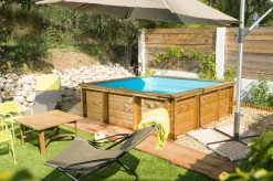 PISCINE BOIS TROPIC JUNIOR - 2X2XHt0.68 - Carré .Pin certifié PEFC. installation hors sol