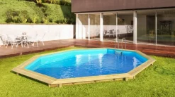 PISCINE BOIS WEVA 530 5M28XH1M33 - Piscine octogonale avec filtre à sable