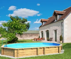 Piscine Bois WEVA+ 640 6.40x4..04xHt1.46M - Octogonale allongée avec hauteur bassin de 1m46
