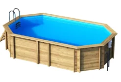Piscine Bois WEVA+ 640 6.40x4..04xHt1.46M - Octogonale allongée avec hauteur bassin de 1m46
