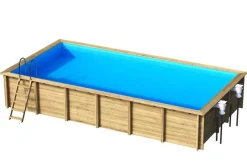 PISCINE BOIS WEVA 8X4 8X4XHt1.46 - Piscine rectangulaire avec filtres à sable et de 1m46 de hauteur