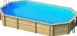 PISCINE BOIS WEVA+840 8.44X4.90Xh1.46M- Piscine octogonale allongée avec hauteur de 1m46
