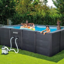 PISCINE GRAPHITE RECTANGULAIRE 4MX3MX1.24M INTEX