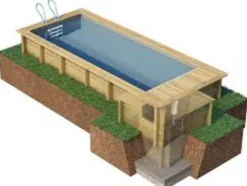 PISCINE URBAINE 6.00x2.50xHt1.33M avec Couverture Automatique immergée. Coffre de Filtration et Filtration à Sable