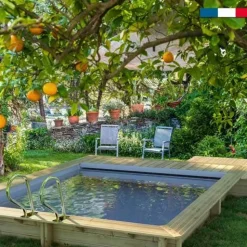 PISCINE URBAINE 4.20X3.50XHt1.33M avec Couverture Automatique immergée automatique. Filtre à Sable et Coffre de Filtration