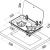 Plan cuisson inox - couvercle fumé - 2 feux