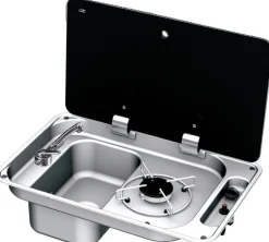 PLAN DE CUISSON 1 FEU AVEC COUVERCLE EN VERRE TREMPE FUME SERIE FL - CAN | OSCULATI