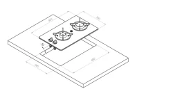 PLAN DE CUISSON À GAZ 2 FEUX CRISTAL - droit