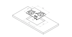 PLAN DE CUISSON À GAZ 2 FEUX CRISTAL - oblique