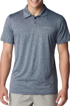 Polo de randonnée Homme COLUMBIA HIKE POLO COLLEGIATE NAVY HEATHER COLUMBIA