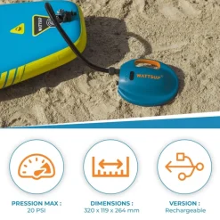 Pompe de gonflage électrique rechargeable pour paddle et kayak SWIFT+ 20 PSI WATTSUP