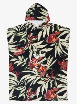Poncho serviette à capuche de surf femme STAY MAGICAL anthracite fleuri ROXY