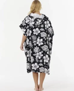 Poncho serviette à capuche de surf femme MIXED noir/blanc RIP CURL