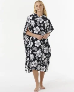 Poncho serviette à capuche de surf femme MIXED noir/blanc RIP CURL